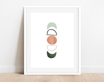 Arte de pared imprimible abstracto, Arte de pared imprimible Boho, Arte de pared de fase lunar, Impresión de arte lunar, Descarga instantánea, Impresión de arte moderno, Arte mínimo