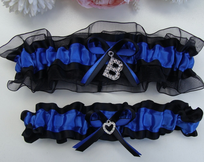 Royal Blue Lace Garter Set Bridal Garter Wedding Garter Belt Bridal