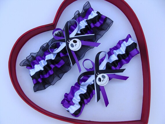 Christmas halloween garter Handmade jack bridal keepsake or toss wedding Garter SatinGrosgrain garter