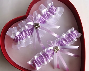Liga de boda blanca lavanda para baile de graduación y baile del amor Getthegoodstuff