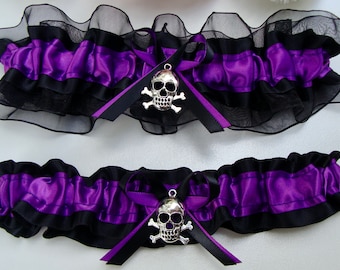 Purple Black Goth Gothic Wedding Garter Goth Lingerie Garter