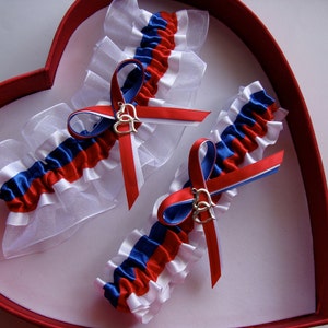 Red White & Blue Wedding Garter image 1