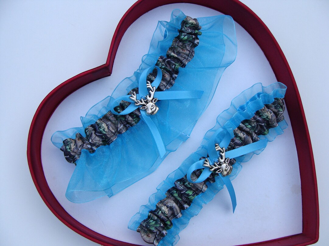 Turquoise Camouflage Wedding Garter Camo Garter - Etsy