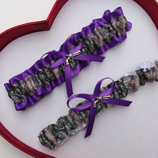 Wedding Garters Purple Camo  Prom Bridal Wedding Gift Camouflage Garters