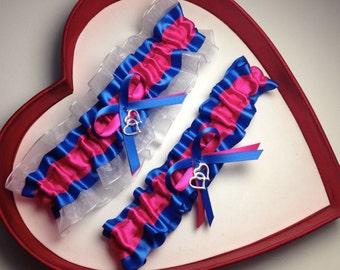 Wedding Garter Fushia Royal Blue White Prom Dance