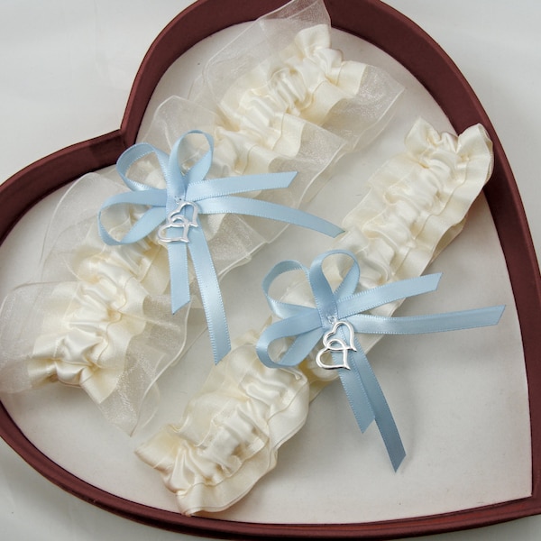 Ivory Light Blue Wedding Garter Something Blue Wedding Garter