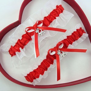 Red White Wedding Garter Prom Dance