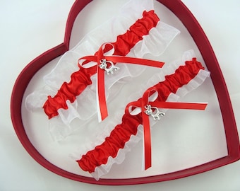 Red White Wedding Garter Prom Dance