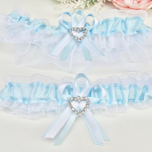 Light Blue White Garters Something Blue Wedding Garter Wedding Gift Select Charm or No Charm