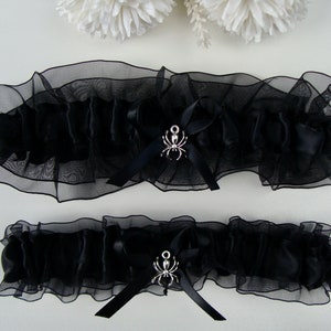 Black Wedding Garter Vampire Cross Coffin Goth Wedding Garter Lingerie Garter Prom Garter Select Charm or No Charm