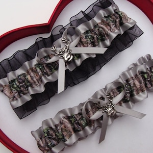 Wedding Garters Silver Black Camouflage Camo Hunting Prom Camouflage Garter Wedding Gift