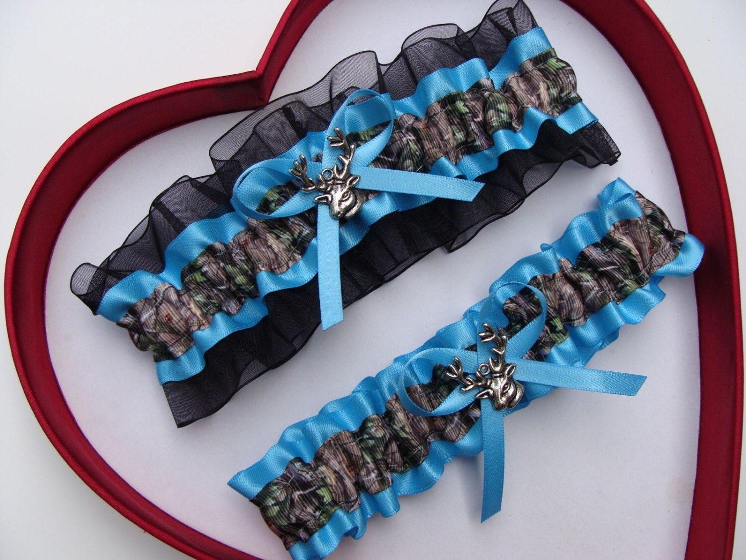 NEW Gorgeous Mossy Oak Mint White Wedding Garter Prom Camo Camouflage  