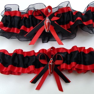 Red Black Wedding Garter Prom Garter Goth Wedding Garter Gothic Lingerie garter Gothic Wedding Garter
