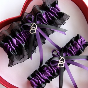 Wedding Garter, Plum, Black