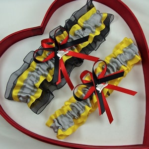 Firefighter Wedding Garter Silver Yellow Red  Black Wedding Fireman Garter