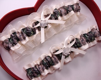 Ivory Camouflage Hunting Camo Mossy Wedding Garter Prom Oak Camouflage