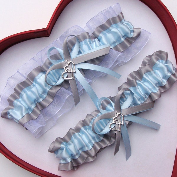 Wedding Garter Light Blue Silver White Wedding Garter Prom Garter