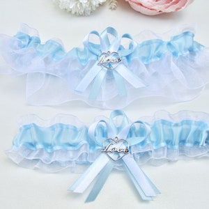 Light Blue White Garters Something Blue Wedding Garter Wedding Gift