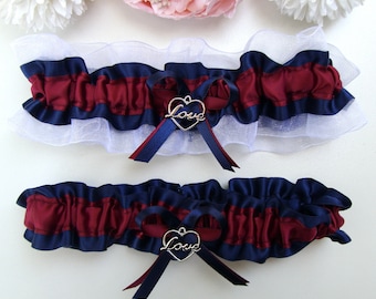 Wedding Garters Burgundy Navy Blue White  Wedding Garter Gift