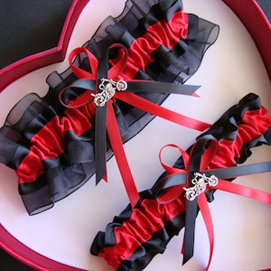 Red Black Wedding Garter Wedding Garter Wedding Gift