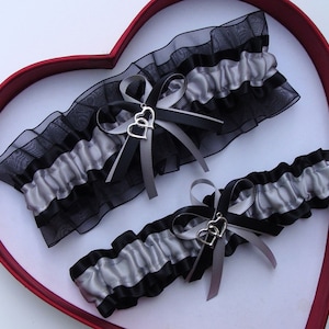 Silver Gray Black Wedding Garter