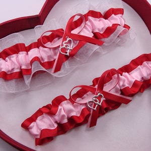 Wedding Garter Light Pink Red White Wedding Garter