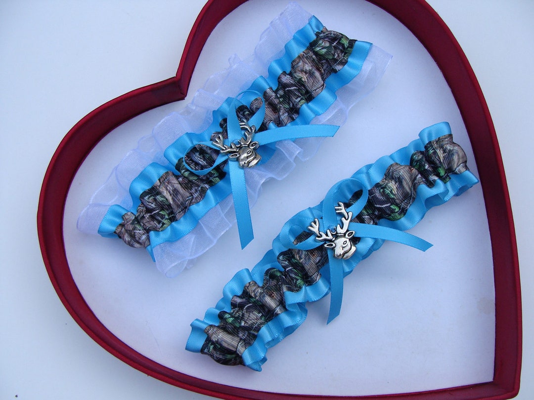 New Turquoise White Camouflage Camo Wedding Garter Hunting Deer Hunter ...
