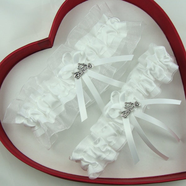 White Wedding Garter Select Charm or No Charm