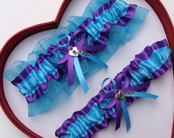 New Turquoise Purple Wedding Garters Prom Homecoming Dance
