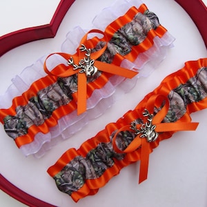 Orange Camouflage Camo White Mossy Wedding Garter Hunting Deer  Prom Bridal Wedding Gift Camouflage Oak Garter