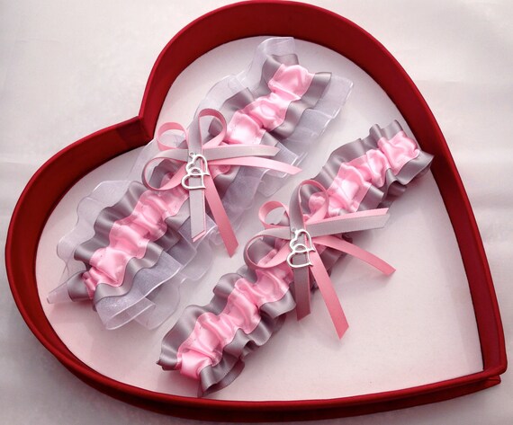 NEW Hot Wedding Garter Prom Silver Navy White GetTheGoodStuff Heart Homecoming*