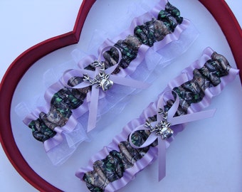 New Lavender White Camouflage Camo Wedding Garter Prom Bridal Wedding Gift