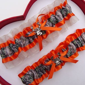 New Orange Ivory Camouflage Camo Wedding Garter Hunting Deer Prom Camouflage Garters