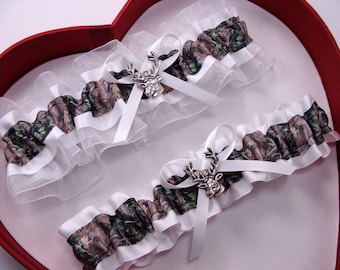 New White Camouflage Camo Wedding Garter Hunting Deer Hunter Prom Camouflage Garters Bridal wedding gift