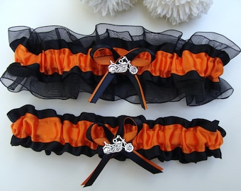 Harley Davidson Inspired Biker Wedding Garter Belt Set W/ Black Lace &  Studs - Etsy