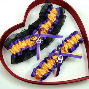 Gold Purple Black Wedding Garter Prom Dance