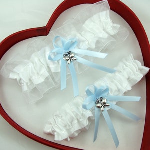Jarretière de mariage Blanc bleu clair Jarretière de mariage Quelque chose de bleu Jarretière de mariage