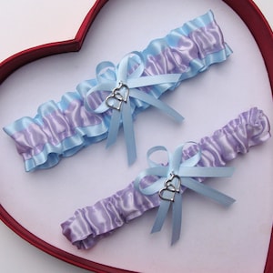 Lavender Light Blue Wedding Garter Prom Homecoming Dance