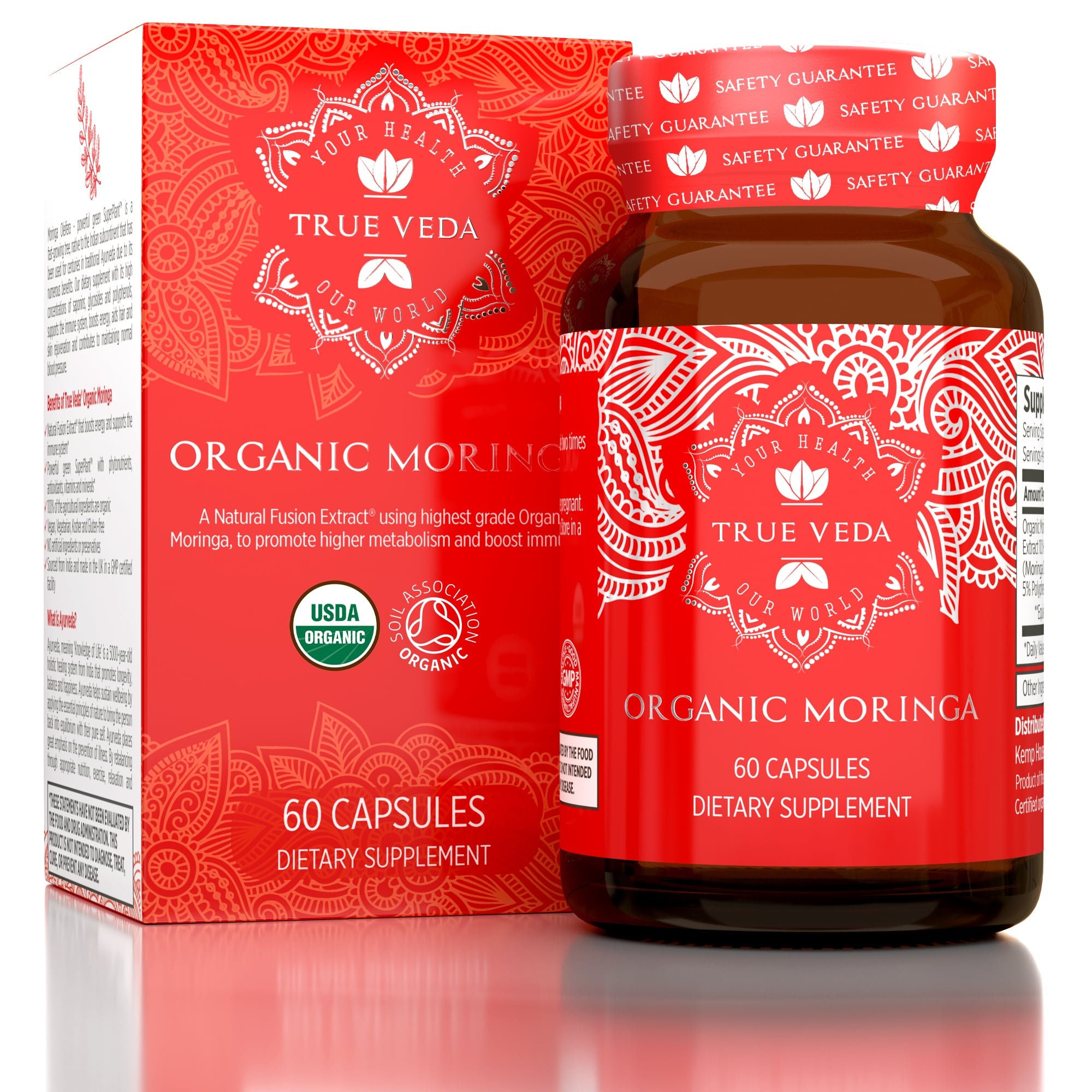 Organic Moringa Capsules: Ayurveda Herbal Supplement, 180 Count