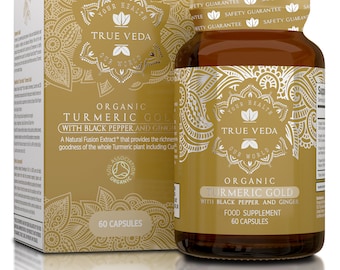 Organic Turmeric Gold Capsules: Ayurveda Supplement with Ginger