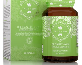 Organic Amla Capsules: Natural Vitamin C, Ayurveda Supplement - 60 capsules