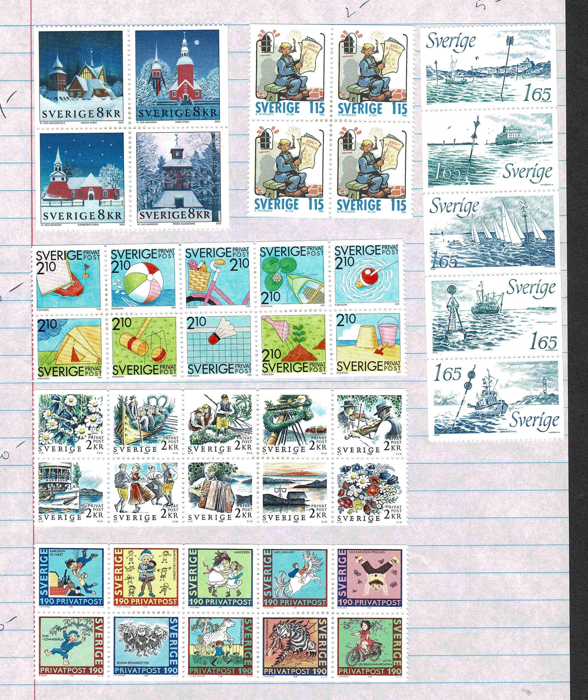 Sweden Stamp Collection, Lotsa 80's and 90's P. O. Goodies, Great Starter Lot