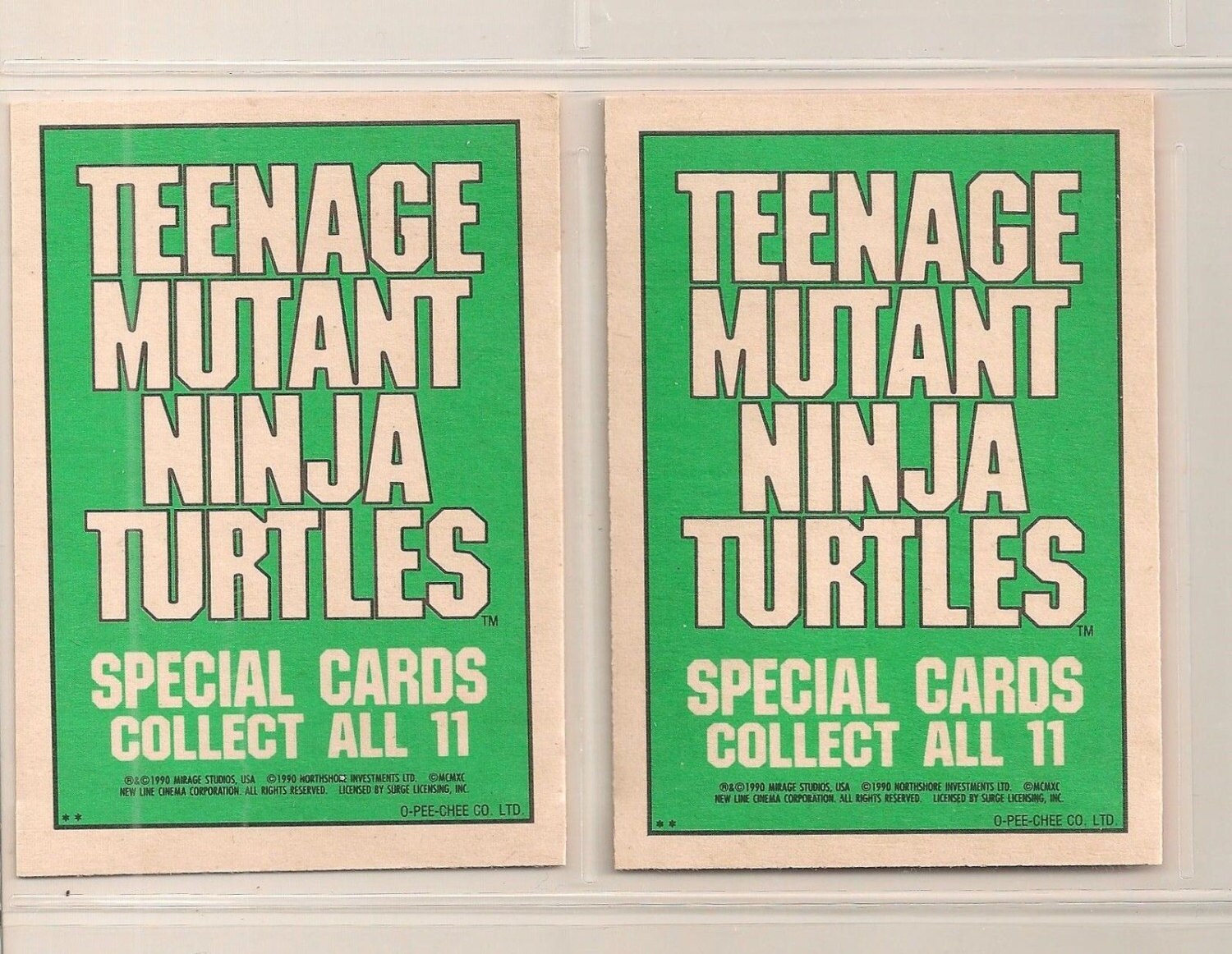1990 O-pee-chee Teenage Mutant Ninja Turtles 11 Card Special