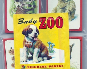 1975 Panini Baby Zoo (Animals) Sticker Set of 120 and Unopened Pack, Mint