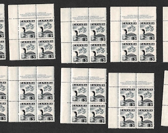 1957 Canada #369i, Loon "Dot In The Water" Variety, Plate Block, Lot of Ten, VFMNH