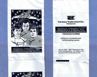 1987 FTCC Star Trek IV Mint Unused Strip of Flow-Pak Wrappers, Captain Kirk, Spock, Bones