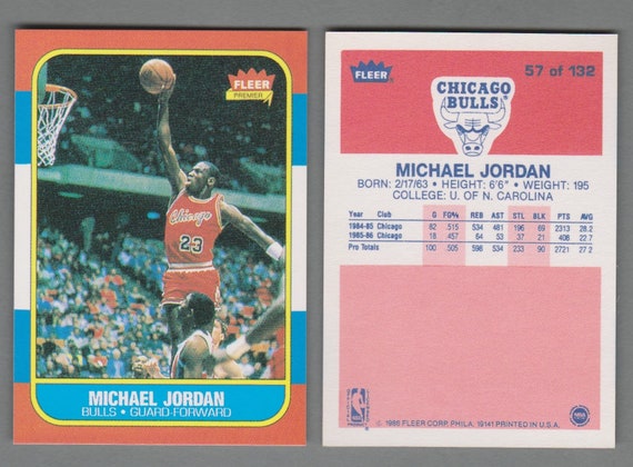 1986-87 Fleer Chicago Bulls Michael Jordan Rookie Reprint | Etsy