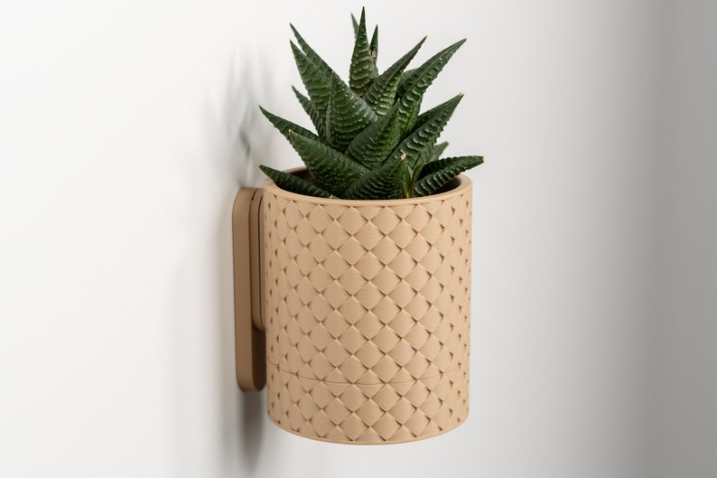 Wall Planter with Hidden Drip Tray Quilted Planter image 4