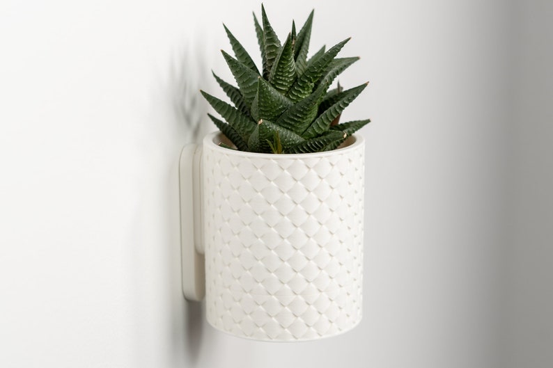 Wall Planter with Hidden Drip Tray Quilted Planter image 7