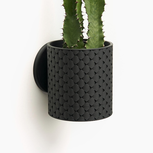 Wall Planter with Hidden Drip Tray - Quilted Planter